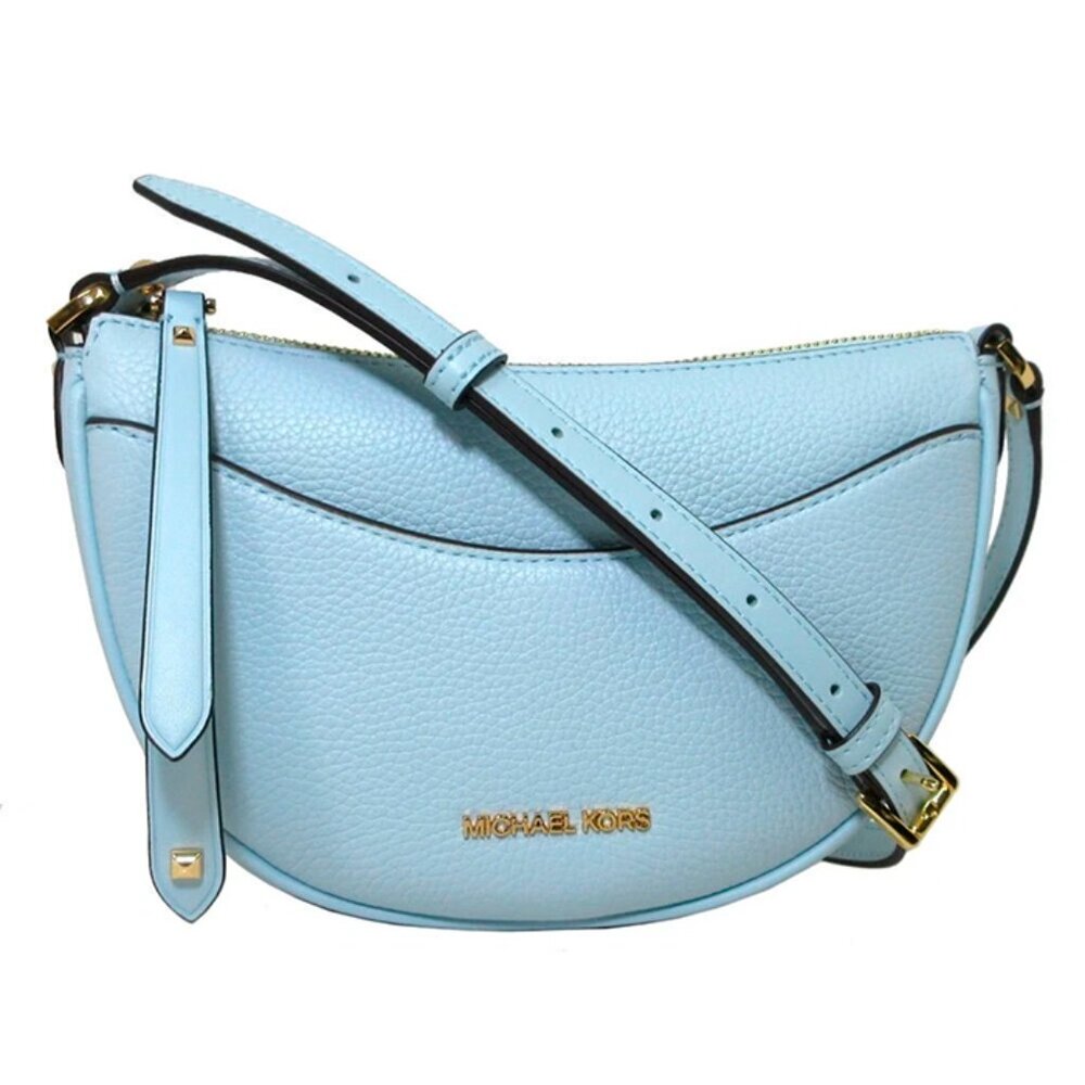 S Michael Kors Dover Half Moon Crossbody Vista Blue Leather Bag 35R3G4DC5L NWT